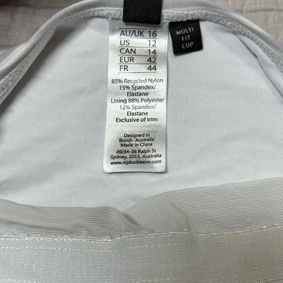 Nip Tuck Swim Gray & White Striped One-piece Swimsuit Size 12 - Picture 3 of 11